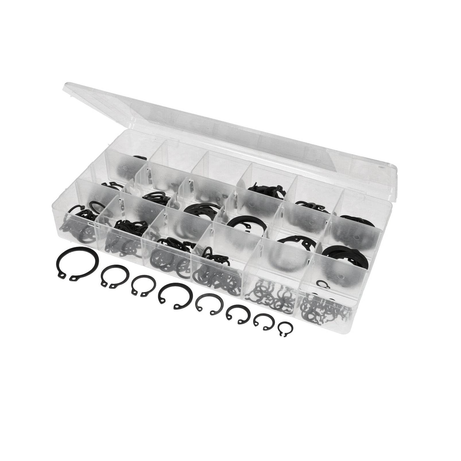Assortment box with 255 inner and outer locking rings