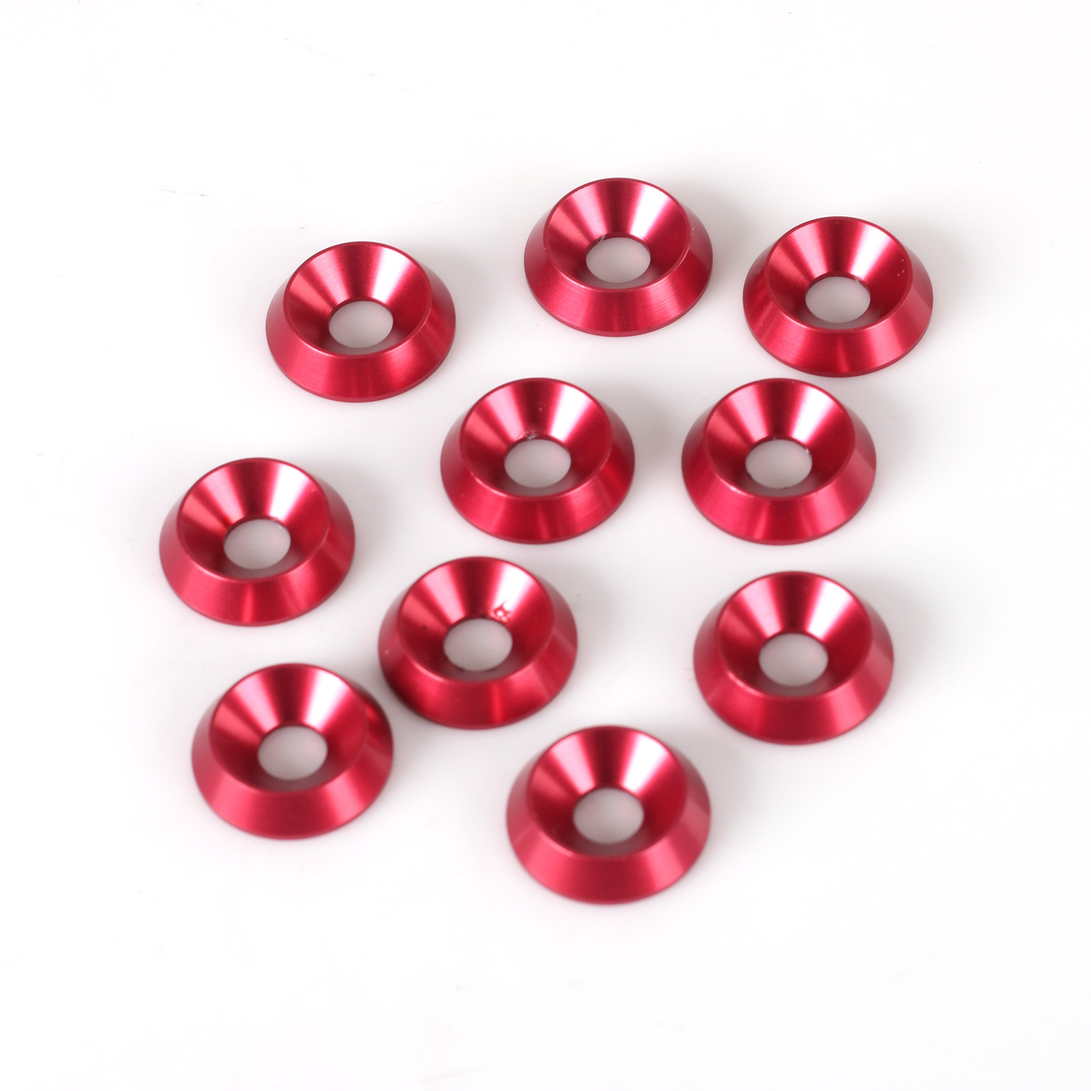 Försänkt Aluminiumbricka Röd 6x18mm 10-Pack
