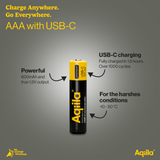 Aqiila Rechargeable USB-C Lithium battery AAA 1.5V 4-pack